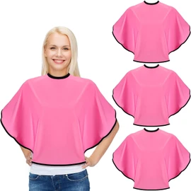 4 Capas de Barbero de Salón Capa de Maquillaje Capa Impermeable para Teñir Cabello Capa de Corte de Pelo para Mujeres, Hombres y Niños (Rosa Roja)