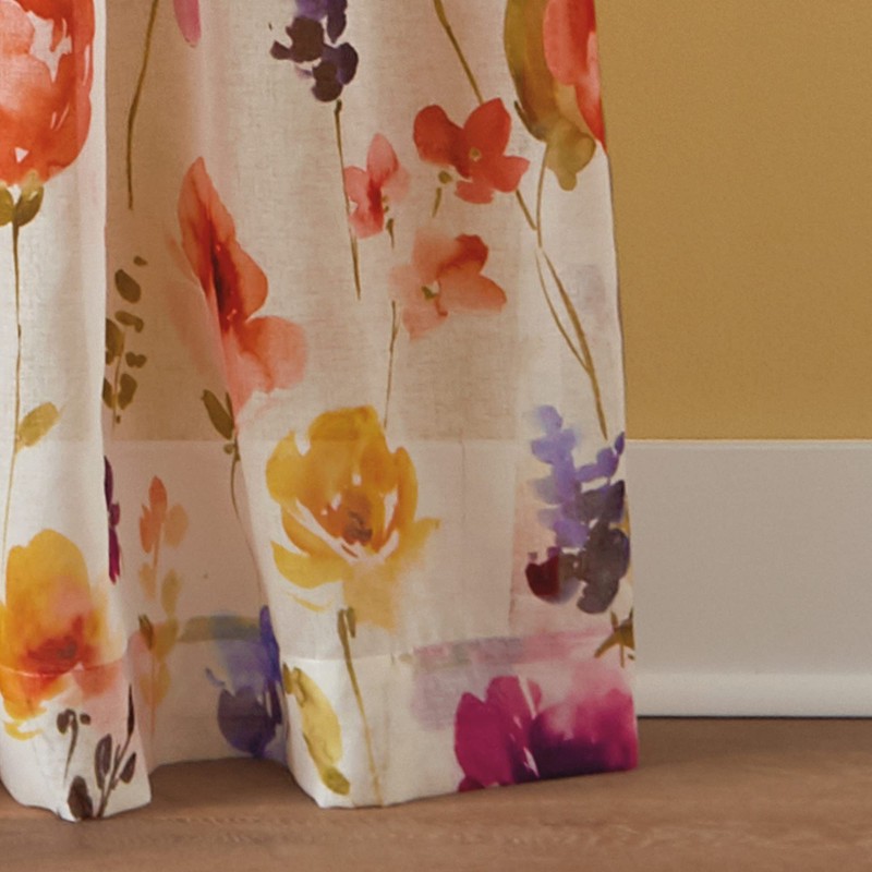 CHF Sabel Watercolor Floral Print Rod Pocket Single Curtain Panel,