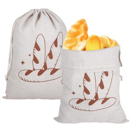 Mynoozi Bread Bags for Homemade Bread, Keep Bread Fresh, Reusable, Organic Linen Bread Bags, Eco Food Storage Bags, 40 x 30 cm, Pack of 2