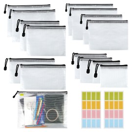 Pack of 15 Document Wallets A4/A5/A6/B4/B5/B6/B8/Bill, Transparent Document Bag, Waterproof Sorting Bags for Documents, Receipts, Cosmetic Storage