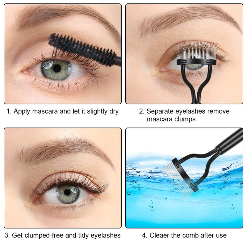 URAQT Eyelash Comb, Eyelash Separator Eyebrow Brush, Metal Teeth Eye