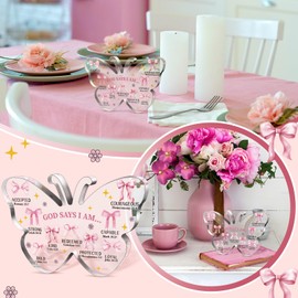 Gerrii Christian Mother's Day Gifts for Women Bible Birthday Gifts Inspirational Acrylic Plaque Religious Spiritual Catholic Baptism Encouraging Presents for Grandma Wife(Coquette Bow Butterfly)