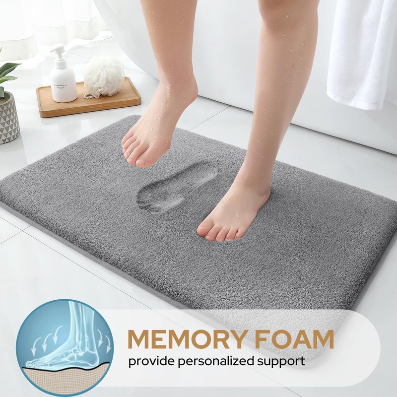 HOMEIDEAS Upgraded Bathroom Rugs Set 3 Piece, Extra Thick Absorbent