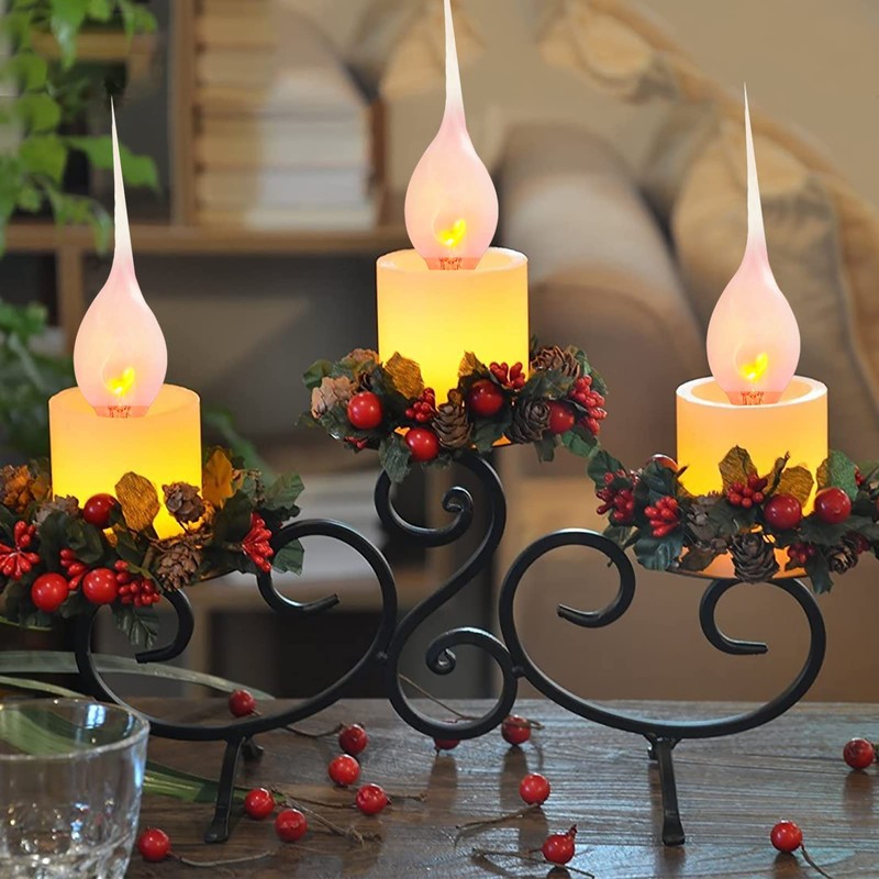 Abeja Flicker Flame Light Bulb, Silicone Dipped Candle Light Bulb,