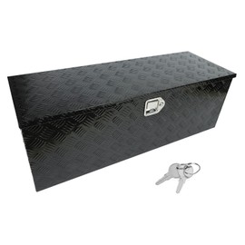 PRFFWK 44 Inch Truck Bed Tool Box Aluminum Trailer Storage Box for Truck Bed Pickup RV Trailer,Waterproof Truck Box with Side Handle and Lock Keys-44 x 15 x 15 inch,Black