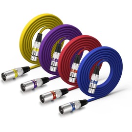 EBXYA XLR Cable 10ft 4 Color Packs- XLR Male to Female Microphone Mic Stage Patch Cords