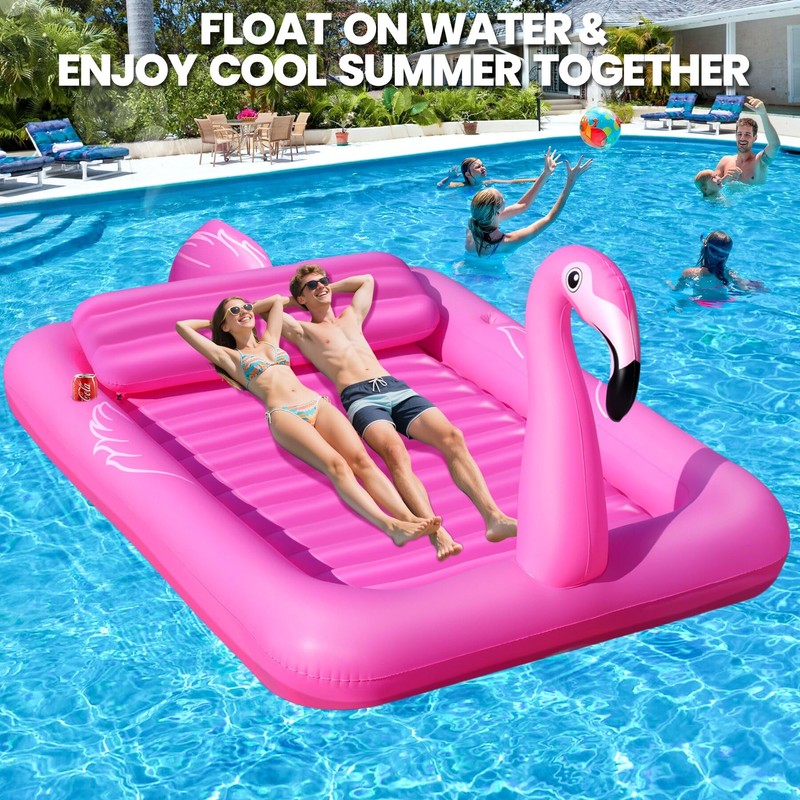 DeeprBlu Luxury Flamingo Inflatable Tanning Pool for 2 Person, 81x60