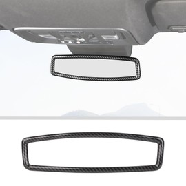JWWY Rearview Mirror Rear Mirror Trim Panel Bezel Frame Decoration Compatible with 2022-2024+ Chevy Silverado Interior Accessories, ABS Carbon Fiber