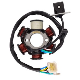Magneto Stator coil 5 Wire AC 6 Pole Ignition Stator Magneto for GY6 125cc 150cc Engine Stator replacement for Scooter ATV Go Kart TAOTAO Dune Buggy(4-pin Plug with Socket)