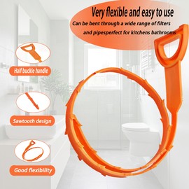 Polawind 6PCS 25inch Drain Clog Remover Tool,hair clog remover tool,sink snake drain hair removal,for sink drain snake for bathtub,home shower tub snake clog remover,plastic drain cleaner tool