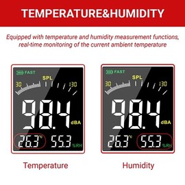 Decibel Meter, Digital Sound Level Meter Noise Meter with 30-130dBA 35-130dBC Measuring Range, Sound Decibel Meter dB Meter for Classroom Home Factory