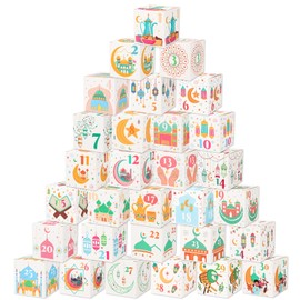 DPKOW Ramadan Calendar for Filling for Crafts and Filling, Eid Mubarak Gift Boxes for Standing and Decorating, Reusable Eid Mubarak Box for Ramadan Decoration, Eid Mubarak Decoration, Pack of 30