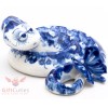 Gzhel porcelain figurine of the Snake with butterfly handmade Гжель