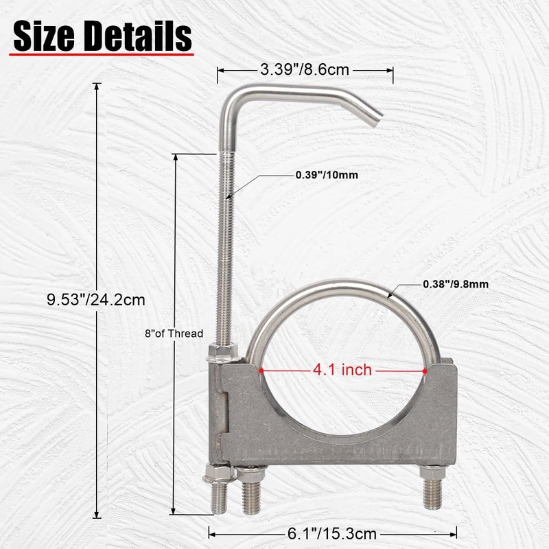 Elifecenter Heavy Duty 4 Inch Stainless Exhaust Clamp with Hanger