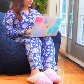 Huar Cotton Pajamas for Women Set - Luxurious Cotton Womens Pajama Sets - Long Sleeve Elegant and Comfortable PJ Set (X-Large, Navy Blue)