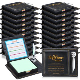 Thenshop 20 Pcs Difference Maker Sticky Note Holder Appreciation Notepad and Pen Holder with PU Leather Box Thank You Appreciation Gifts for Women Men Friends Coworker Employee Teacher Nurse