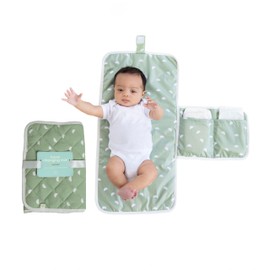 Pearhead Baby Travel Changing Pad, Wipeable and Portable Diaper Changing Mat, Newborn and Infant Changing Pad, Diaper Bag Essential, Sage Green