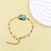 Oneress Shell Jewelry Adjustable Chain Stainless Steel Abalone Layered Bracelet
