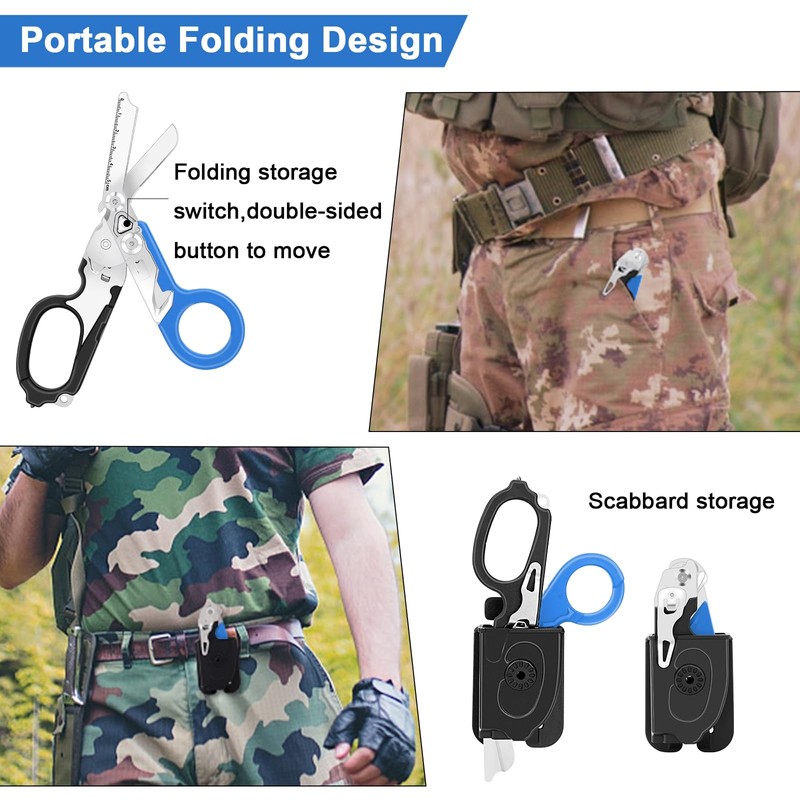 Awaiymi 6 In 1 Multi-function Trauma Shears With Holster, Stainless