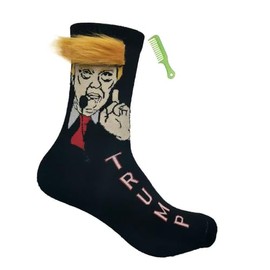 RXBB Trump 2024 Socks With Hair - Fun Gift for Men and Women - President 2024 With Small Comb