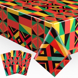 Frienda 3 Pcs Kente Tablecloths 54 x 108 Inch African American Plastic Table Cloth Rectangular Disposable Black Month Table Cover for Holiday Kitchen Dining Decor 1865 Freedom Day Juneteenth Supplies
