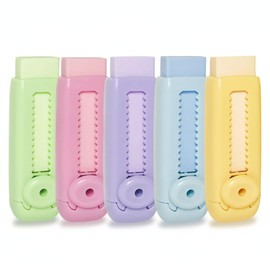 Joylio Retractable Erasers Set of 5 Pack Pastel Colours, Clean & Precise Erasing for School, Office, Art & Home. Portable & Durable Erasers for Kids & Adults