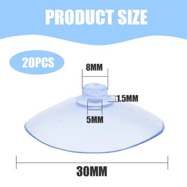 Pack of 20 suction cups, suction cups for windows, suction cups, suction cups without hooks, for windows, tiles, car jewellery, glass plates, kitchen, bathroom, transparent (30 mm)