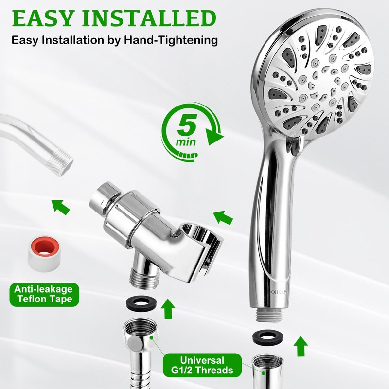 OHDAY® High Pressure Shower Head with Handheld Built-in Power Wash