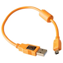 Tether Tools TetherPro USB 2.0 to USB Mini-B 5-Pin Cable | for Fast Transfer and Connection Between Camera and Computer | High Visibility Orange | 1 Foot (30 cm)