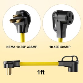 ACKING NEMA 10-30P to 14-50R EV Charger Adapter Cord Compatible with EV, 30 Amp Dryer to 50 Amp EV for Level 2 Charging, ETL Listed