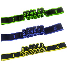 TONAUP Yoga Stretch Strap, Pack of 3 Fitness Bands, Adjustable Exercise Band with 8 Loops, Gymnastics Band, Training Band, Elastic Yoga Band, Fitness Band, Highly Elastic Gymnastics Strap, Washable