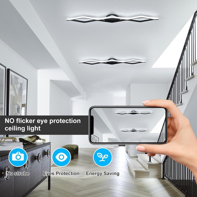 Qcyuui Dimmable LED Ceiling Lights 46.4'' Kitchen Lighting Fixtures Ceiling