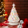 Casafield Hand Painted Ceramic Christmas Tree, White 15-Inch Pre-Lit Tree