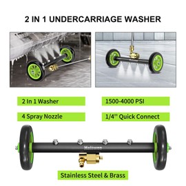 Heliwoo Undercarriage Pressure Washer Attachment 16 Inch Power Washer Water Broom with 4 Nozzles Dual-Function Pressure Washer Undercarriage Cleaner With 3 Pieces Extension Wand 4000 PSI