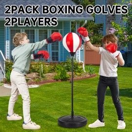 ShyLizard Kids Punching Bag Set with 2 Boxing Gloves, Adjustable Stand, Gifts for Boys & Girls Aged 5-10