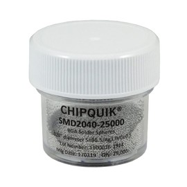 204025K - Chip Quik SMD2040-25000 Solder Spheres Sn96.5/Ag3.0/Cu0.5 .020" (0.5mm) diameter 25K Bottle