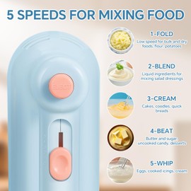 Hand Mixer Electric Handheld, 5-Speed Ultra Power Kitchen Mixer Handheld Mixer Appliances, Portable Lightweight, Stainless Steel Beaters and Dough Hooks for Baking Egg Salad Cookies Cakes Gift