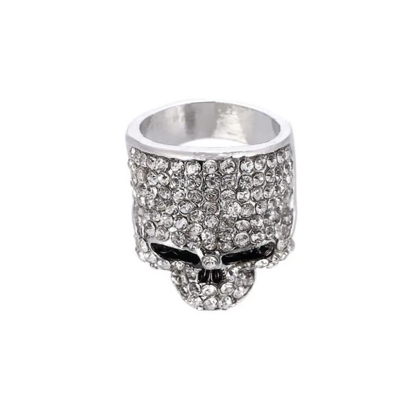 Chino Antrax Silver Plated Skull Ring Cubic Zirconia Sinaloa Cartel