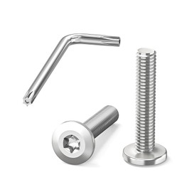 Dayalo Pack of 20 Screws with Torx Flat Head, M4 Threaded Screws, 20 mm, Stainless Steel, Full Thread with Key