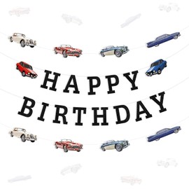 Wonmelody Classic Car Birthday Banner Vintage Classic Car Garland Classic Car Birthday Decorations Convertible Vintage Car Theme Banner Birthday Party Decor for 40th 50th 60th 70th 80th 90th Birthday