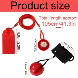 Lyreh Pack of 2 Universal Magnetic Treadmill Safety Key with Clip, Treadmill Emergency Off Key Replacement for Most Treadmills (Black & Red)