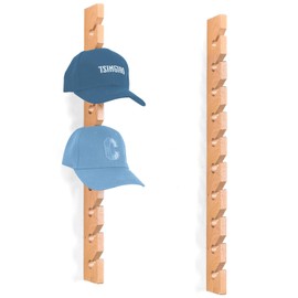 Onzbala 2 Pack Beech Wood Hat Rack for Wall – 10 Hooks Baseball Cap Organizer | Vertical Hats Hooks & Display Holder Storage for Entryway, Bedroom | Durable Wall-Mounted Hat Hanger | Ideal Gift