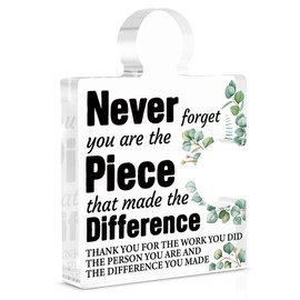 Thank You Appreciation Gifts for Teacher Mentor Nurse, Retirement Going Away Gift for Coworker Boss, Never Forget You Are the Piece that Made the Difference Acrylic Puzzle Piece Office Desk Decor