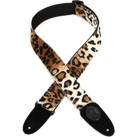 Levy's Leathers 2" Faux-Fur Leopard Print Guitar Strap with Genuine Leather Ends; (MSSF8-LYX)