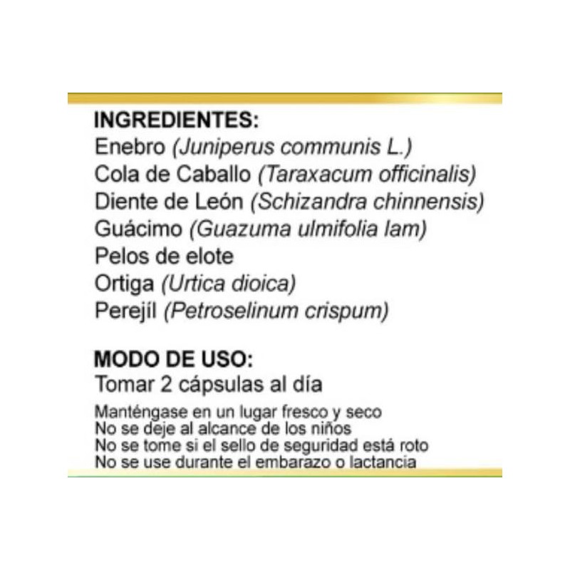Suplemento Riñones Pur Natural Diente León Bienestar Intestinal Formula 100