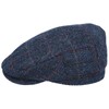 Harris Tweed Flat Cap Country Peaked Newsboy Hat - Navy