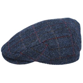 Harris Tweed Flat Cap Country Peaked Newsboy Hat - Navy Blue (as8, Numeric, Numeric_7_and_1_Quarter)
