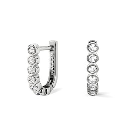 Radley Womens Silver Plated Stone Set Half Hoop Huggie Earrings