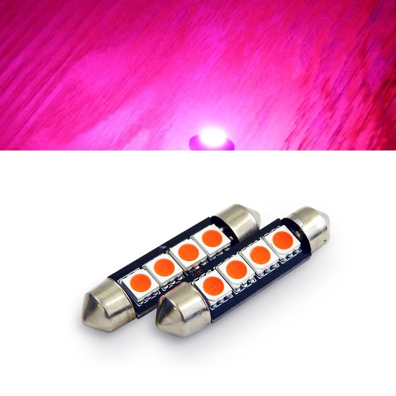 Genssi 42mm LED Bulbs Pair Pink 4 SMD 576 578