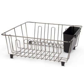 Mainstays Small Dish Drainer Rack - Chrome/Black
